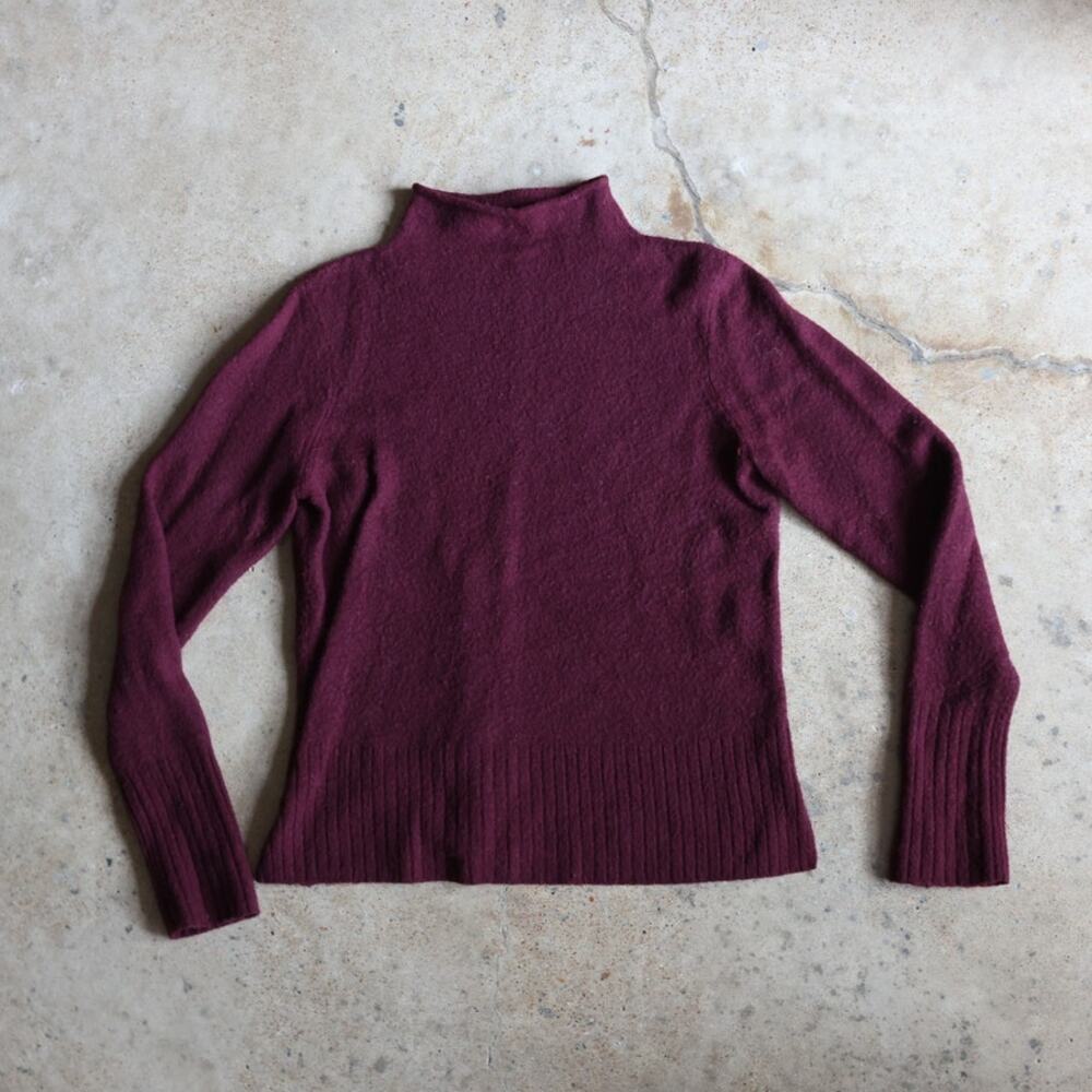 Madewell Merino Wool Alpaca Blend Mock Neck Sweater Burgundy Size Large
